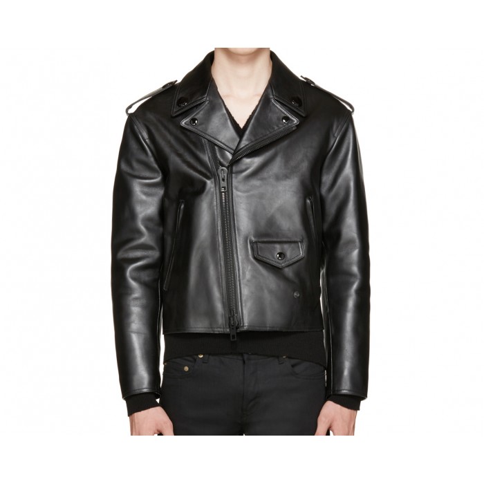 Calfskin leather jacket discount mens